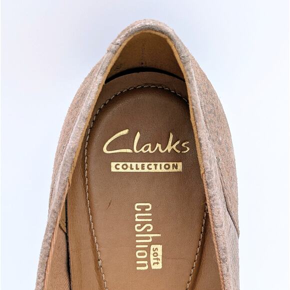 Clarks Collection Helina Alessia Ballet Flats 10 Leather Snakeskin Neutral Chic - Picture 6 of 11